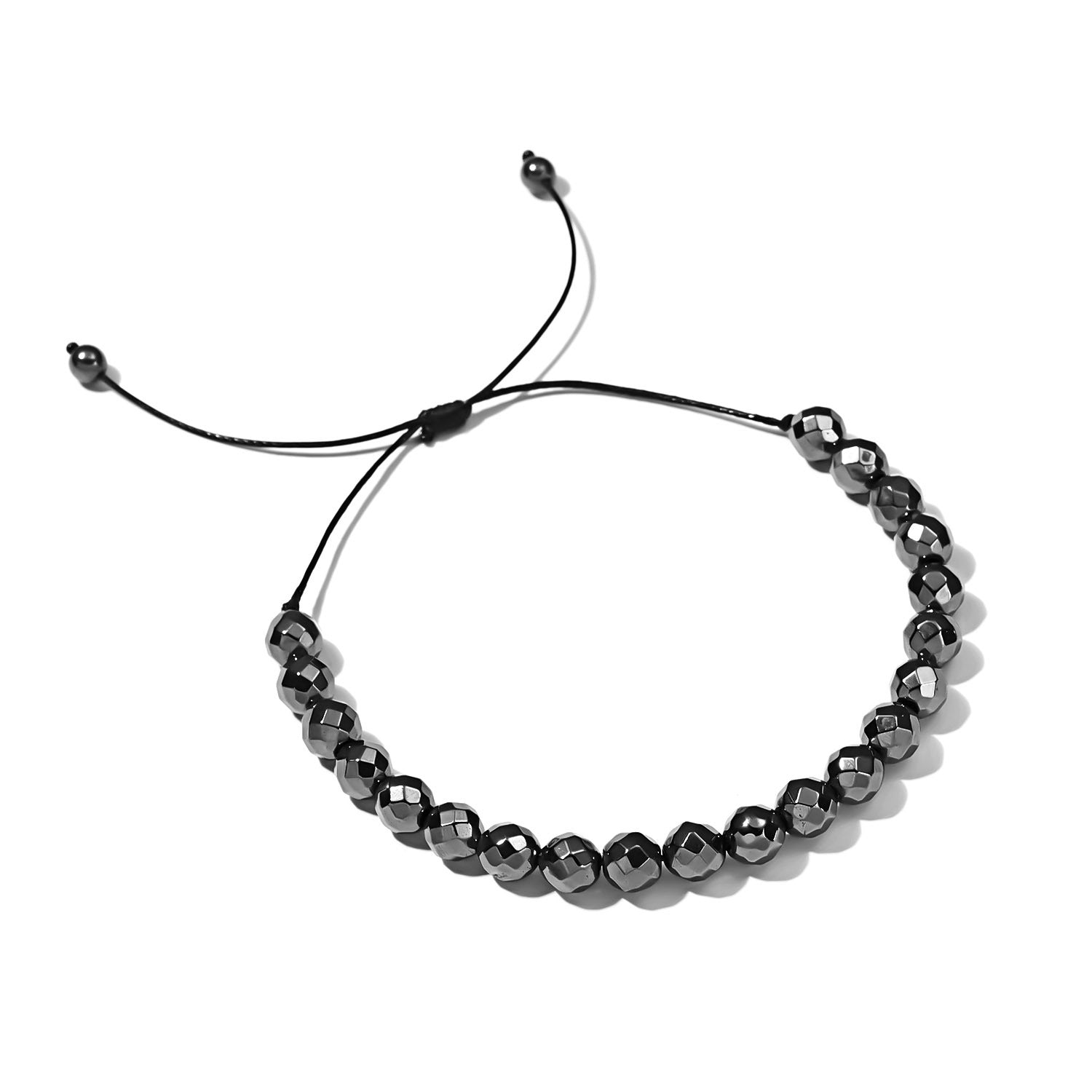 Wholesale Love flat bead black gallstone hand-woven adjustable bracelet